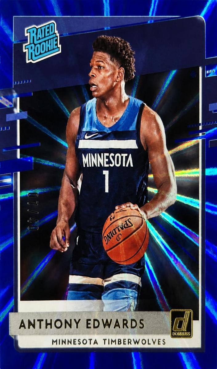 2020 Panini Donruss Basketball Blue Laser Anthony Edwards #201 BGS 8