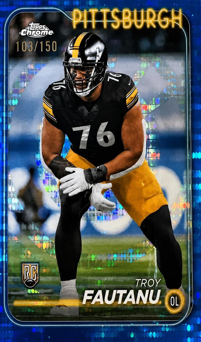 2024 Topps Chrome Football Blue Sonar Refractor Troy Fautanu #295