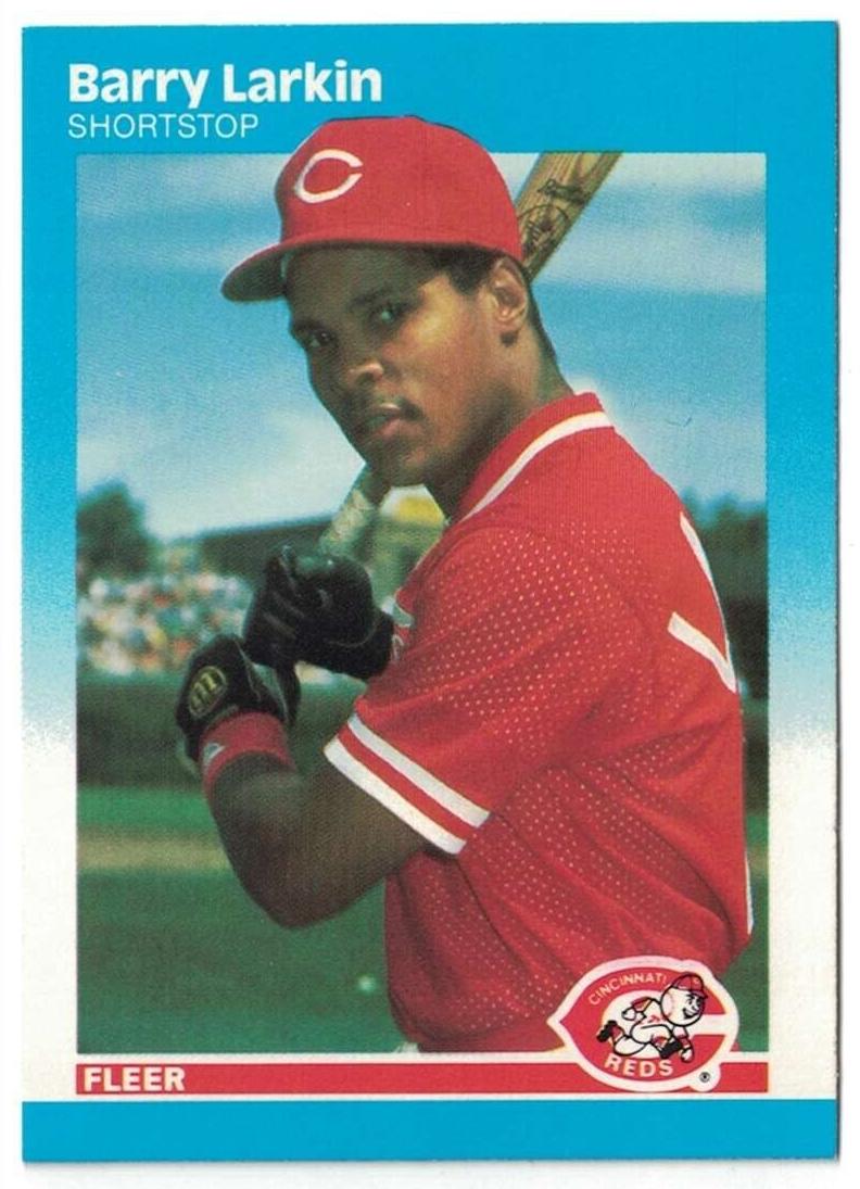 1987 Fleer Baseball Barry Larkin #204 PSA 9