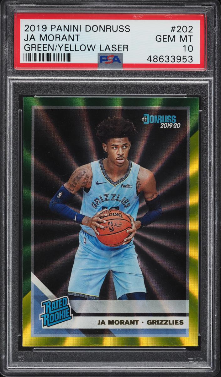 2019 Panini Donruss Basketball Green Yellow Laser Ja Morant #202