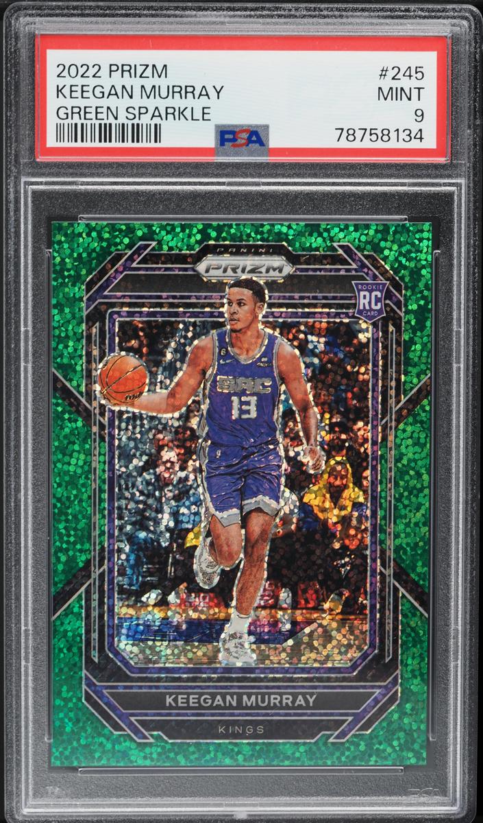 2022 Panini Prizm Basketball Green Sparkle Keegan Murray #245 PSA 9