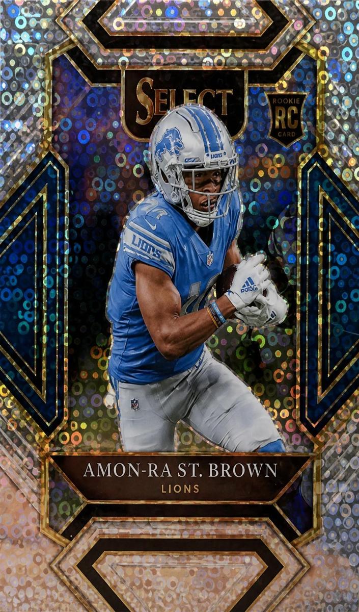 2021 Panini Select Football Disco Prizm Amon-Ra St. Brown #273 PSA 8