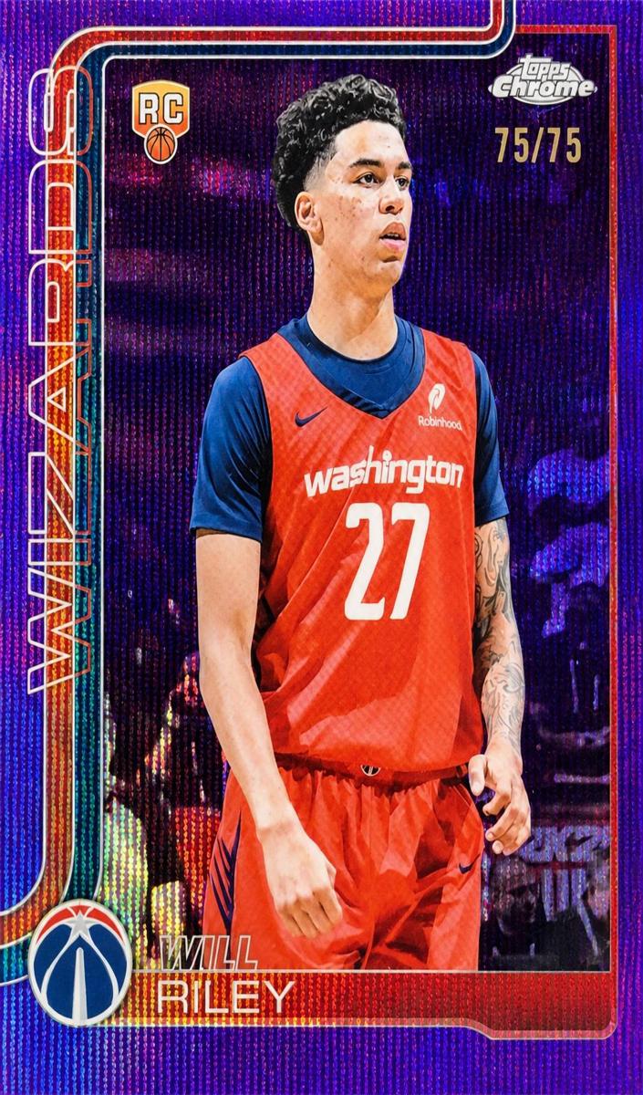 2025 Topps Chrome Basketball Purple Wave Refractor Will Riley #271