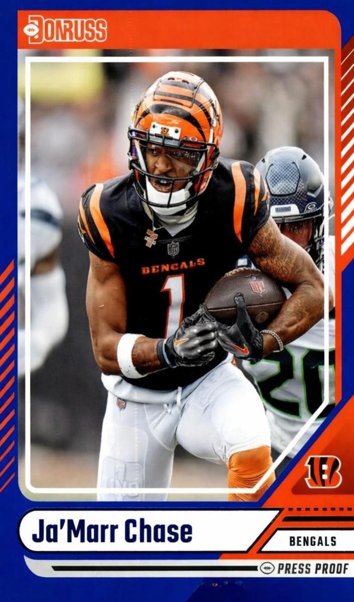 2024 Panini Donruss Football Press Proof Blue Ja'Marr Chase #95 PSA 9