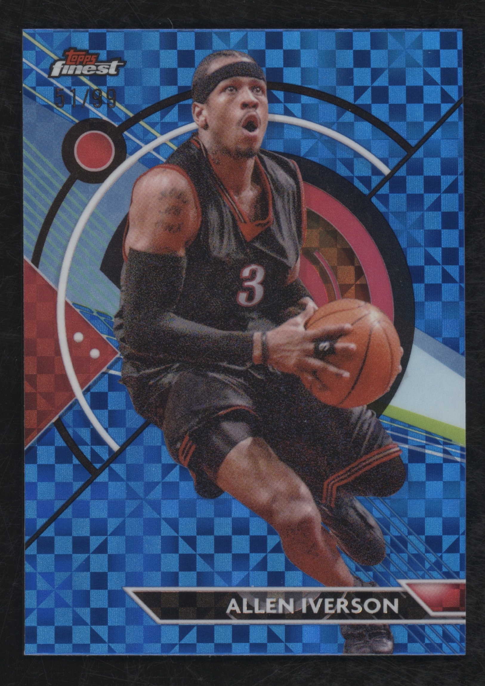 2023 Topps Finest Basketball Blue Checkerboard Refractor Allen Iverson #41