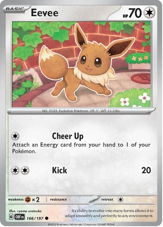 2023 Pokemon Scarlet & Violet Obsidian Flames Reverse Foil Eevee #166