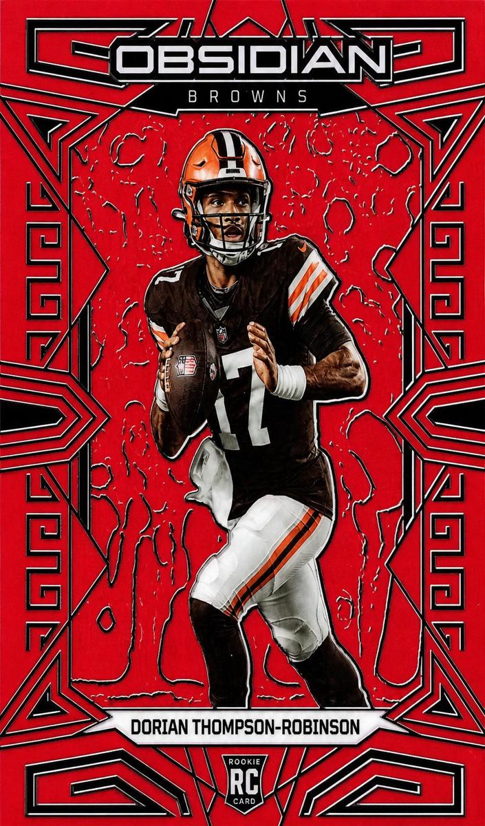 2023 Panini Obsidian Football Asia Electric Etch Red Flood Dorian Thompson-Robinson #121