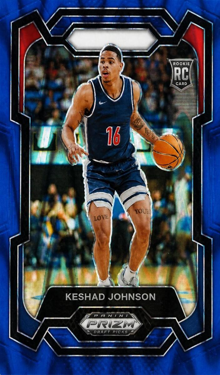 2024 Panini Prizm Draft Picks Basketball Blue Seismic Keshad Johnson #66