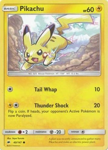 2017 Pokemon Sun & Moon Burning Shadows Pikachu #40