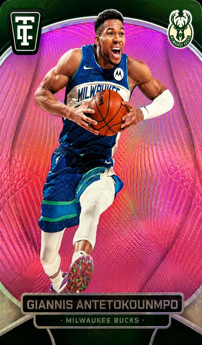 2024 Panini Totally Certified Basketball Mirror Platinum Pink Die Cut Giannis Antetokounmpo #3