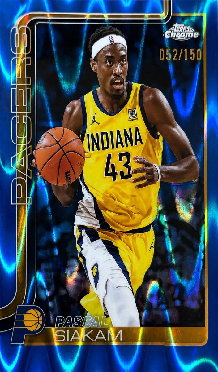2025 Topps Chrome Basketball Blue Wave Refractor Pascal Siakam #1 PSA 10