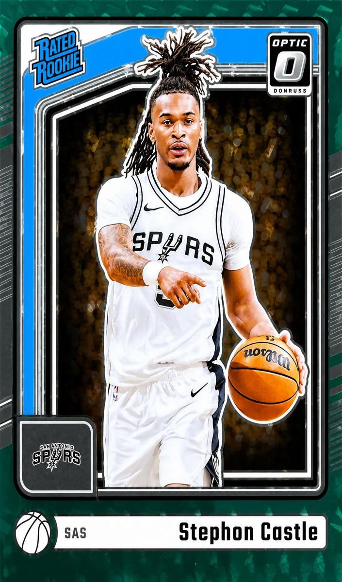 2024 Donruss Optic Basketball Green FOTL Stephon Castle #254 PSA 9