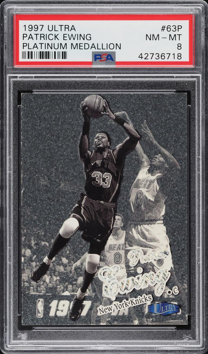 1997 Fleer Ultra Basketball Platinum Medallion Patrick Ewing #63P PSA 8