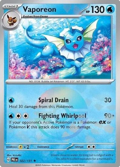 2025 Pokemon Scarlet & Violet Prismatic Evolutions Poke Ball Vaporeon #22