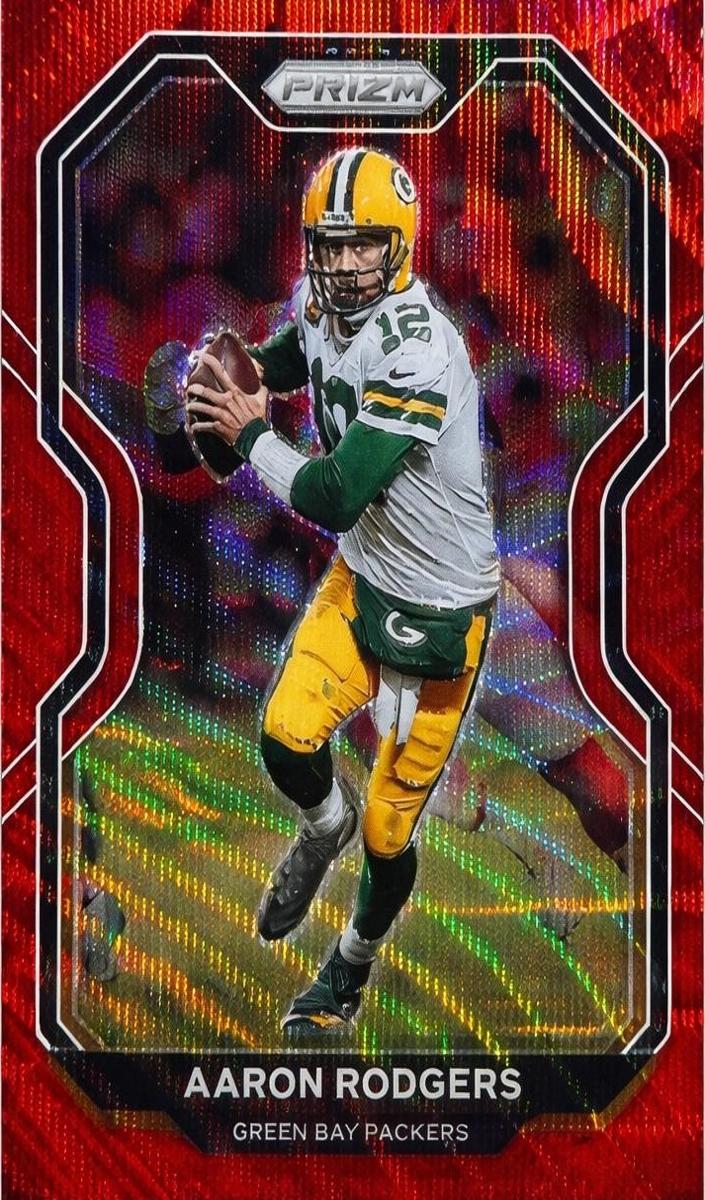 2020 Panini Prizm Football Red Wave Prizm Aaron Rodgers #206 PSA 9
