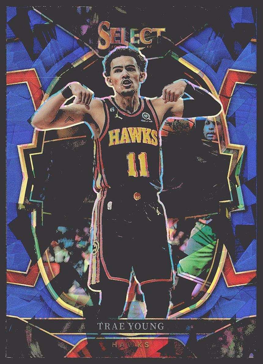 2022 Panini Select Basketball Blue Cracked Ice Trae Young #66 PSA 10