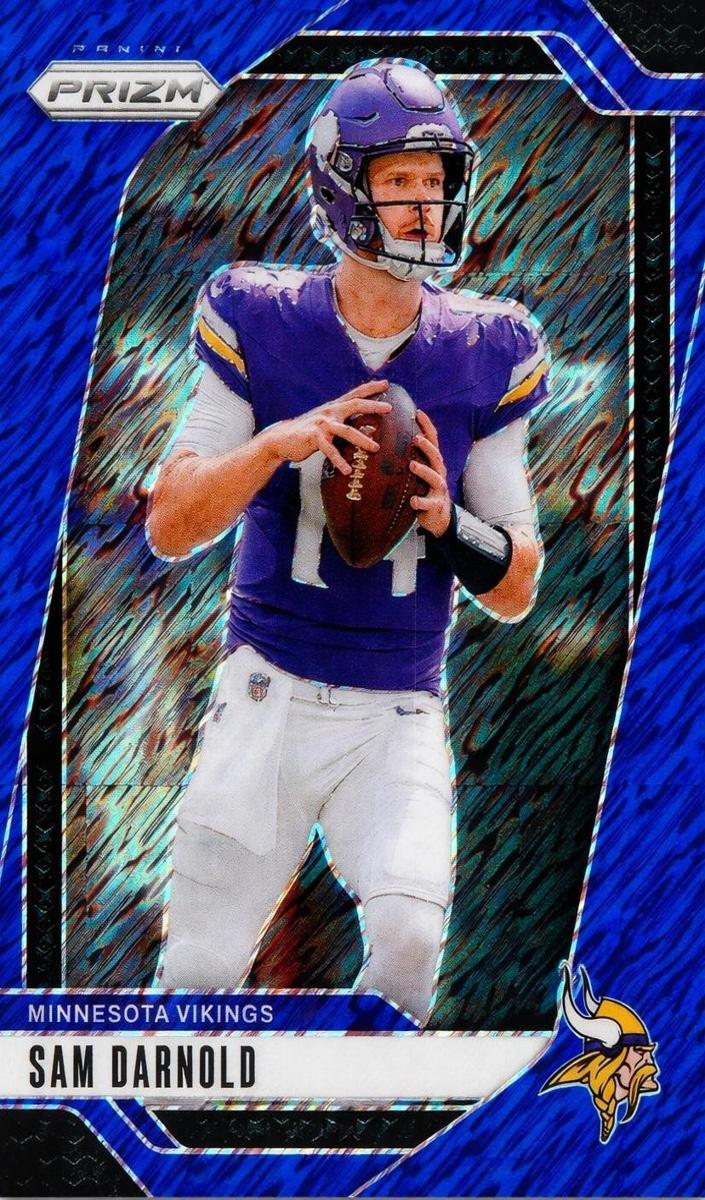 2024 Panini Prizm Football Blue Shimmer Sam Darnold #185