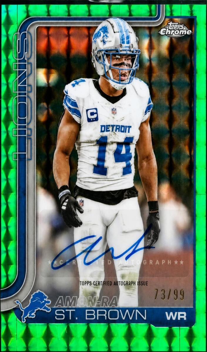 2025 Topps Chrome Football Green Geometric Refractor Amon-Ra St. Brown #BA-AS