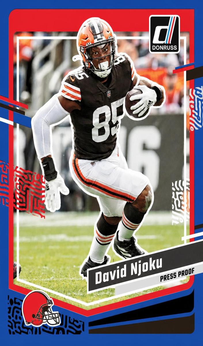 2023 Panini Donruss Football Press Proof Blue David Njoku #70