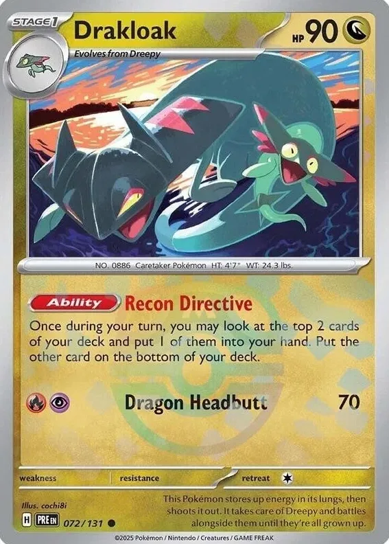 2025 Pokemon Scarlet & Violet Prismatic Evolutions Master Ball Drakloak #72
