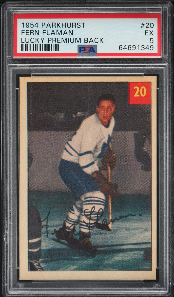1954 Parkhurst Hockey Lucky Premium Back Fern Flaman #20 PSA 5