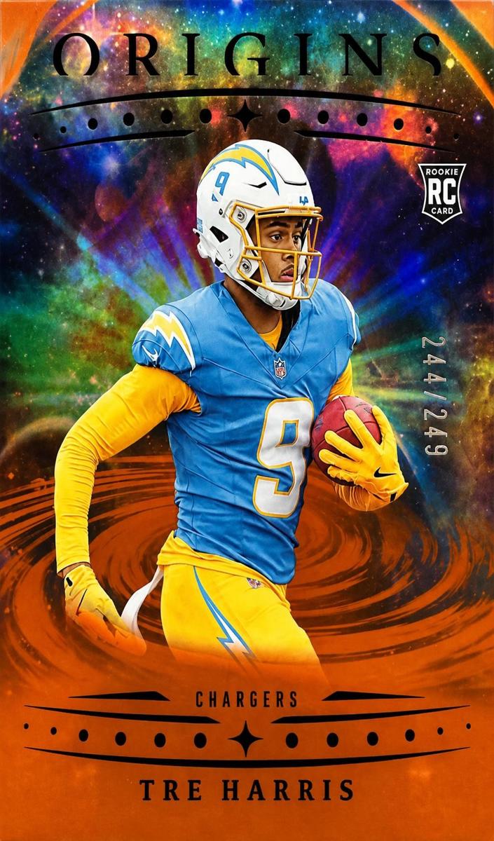2025 Panini Origins Football Holo Orange Tre Harris #125