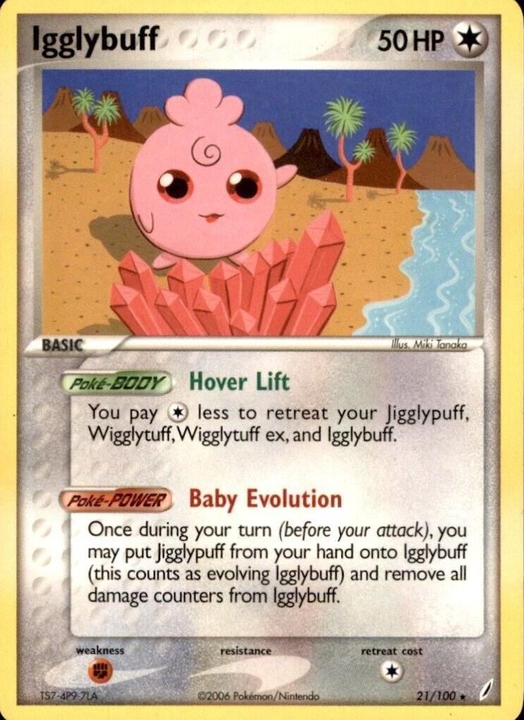 2006 Pokemon EX Crystal Guardians Igglybuff #21 PSA 8