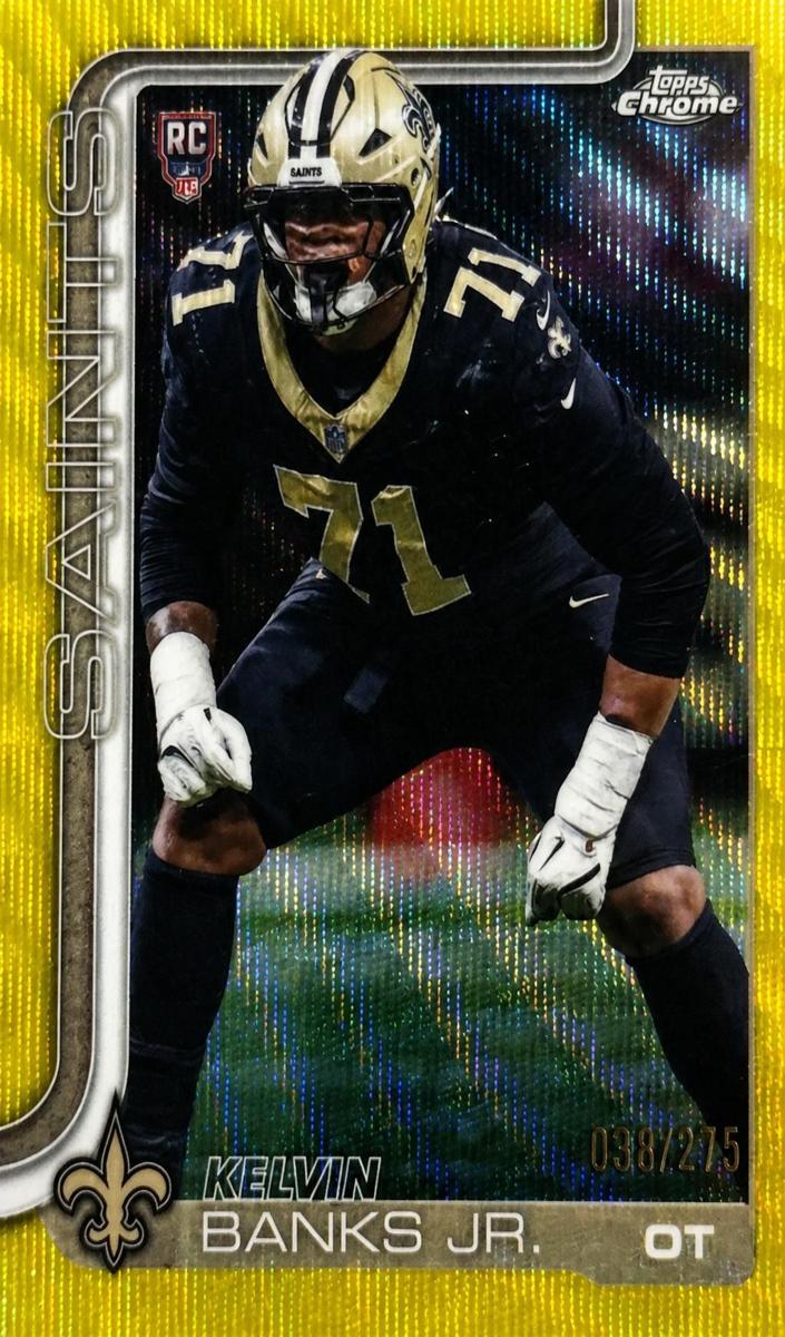2025 Topps Chrome Football Yellow Wave Refractor Kelvin Banks Jr. #378