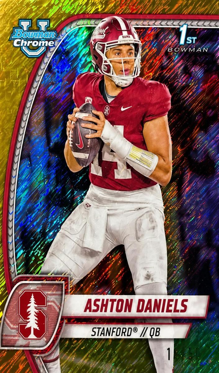 2024 Bowman Chrome University Football Shimmer Gold Refractor Ashton Daniels #16