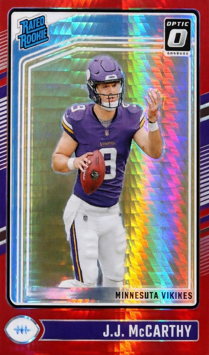 2024 Donruss Optic Football Red Hyper J.J. McCarthy #235 PSA 9