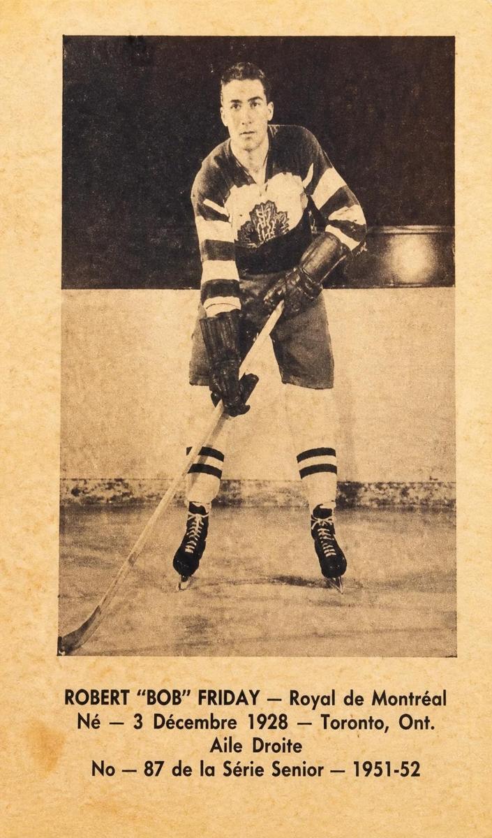 1951 Laval Dairy QSHL Hockey Bob Friday #87