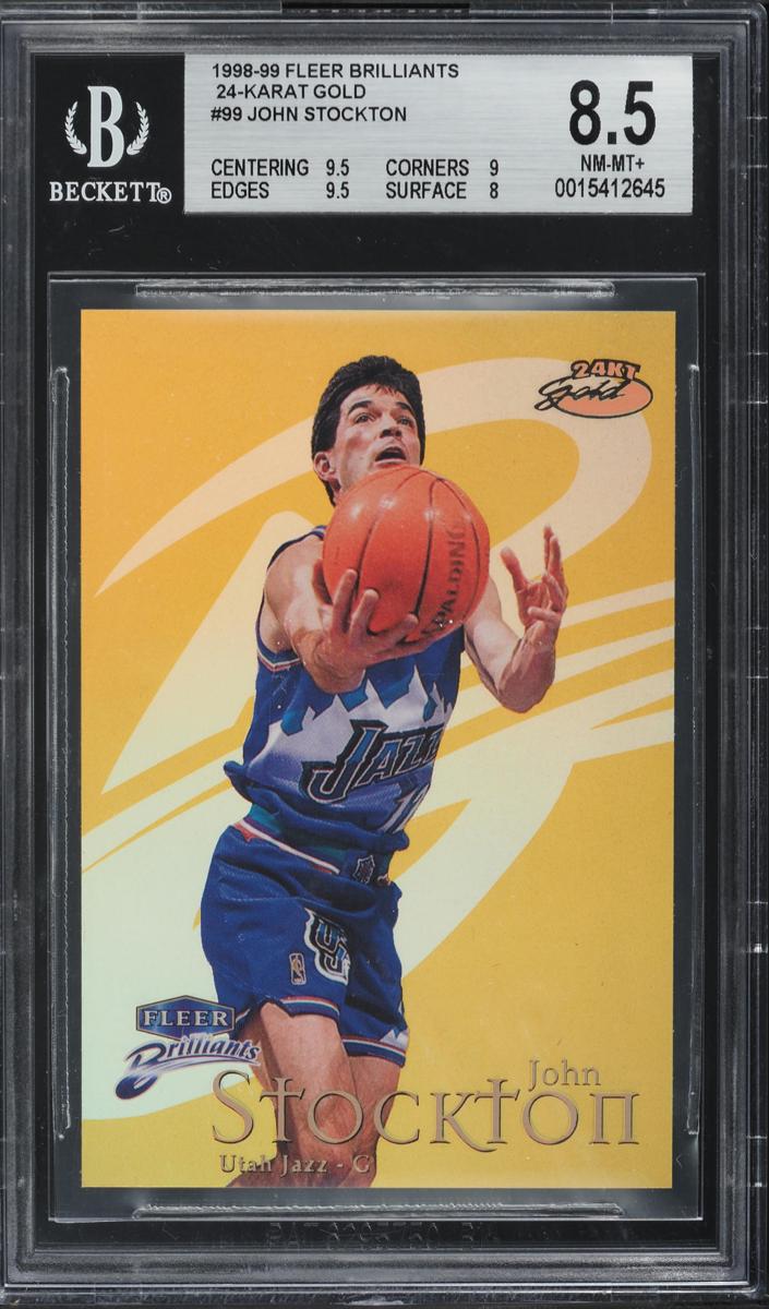 1998 Fleer Brilliants Basketball Gold John Stockton #99 PSA 8