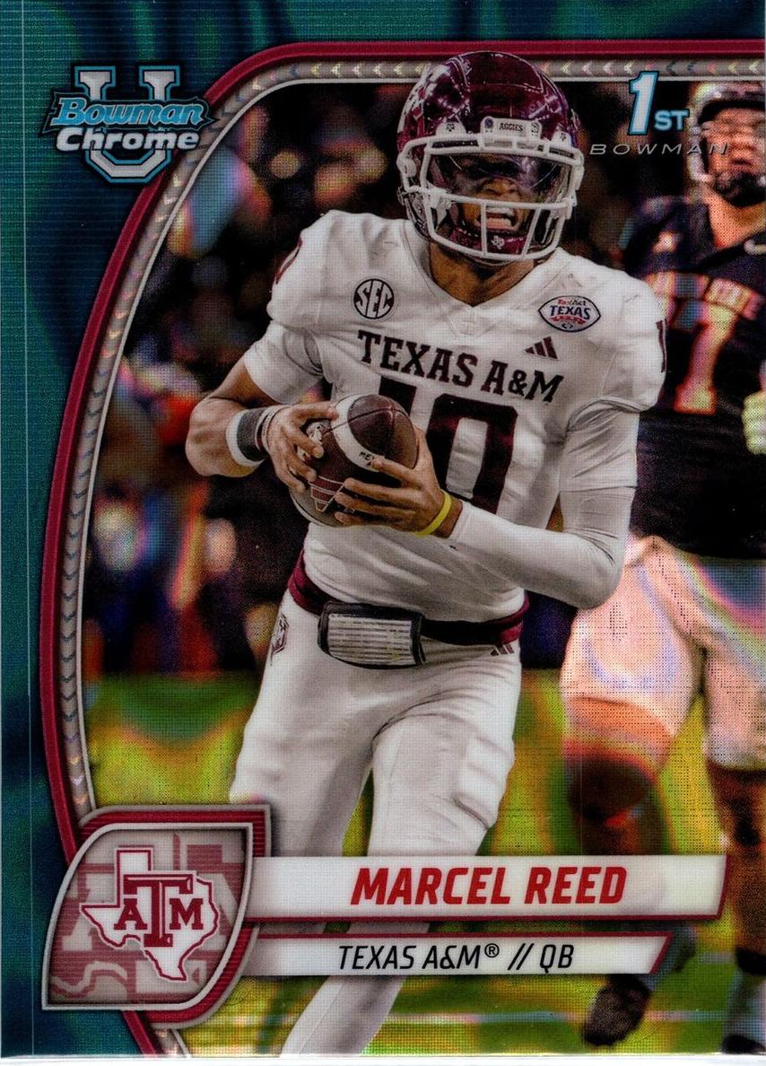 2024 Bowman Chrome University Football Teal Lava Refractor Marcel Reed #173 PSA 10