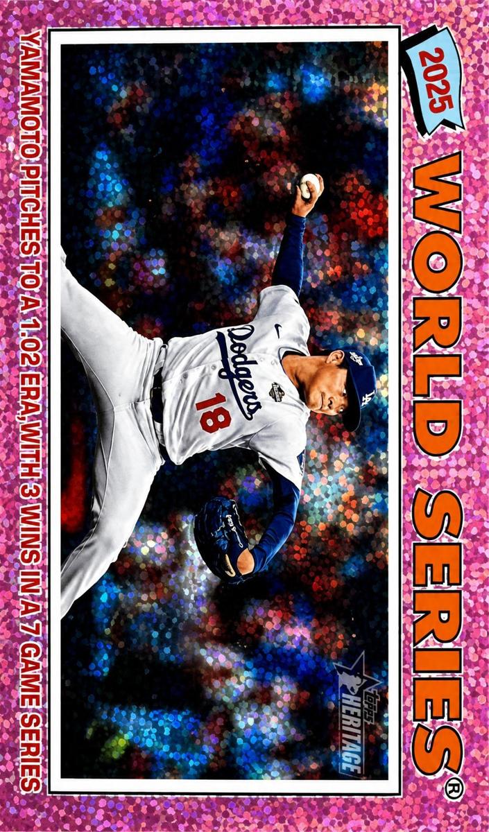 2026 Topps Heritage Baseball Pink Sparkle Refractor World Series Highlights #313