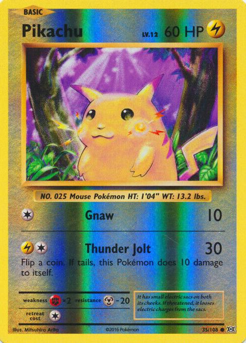 2016 Pokemon XY Evolutions Reverse Foil Pikachu #35 PSA 9