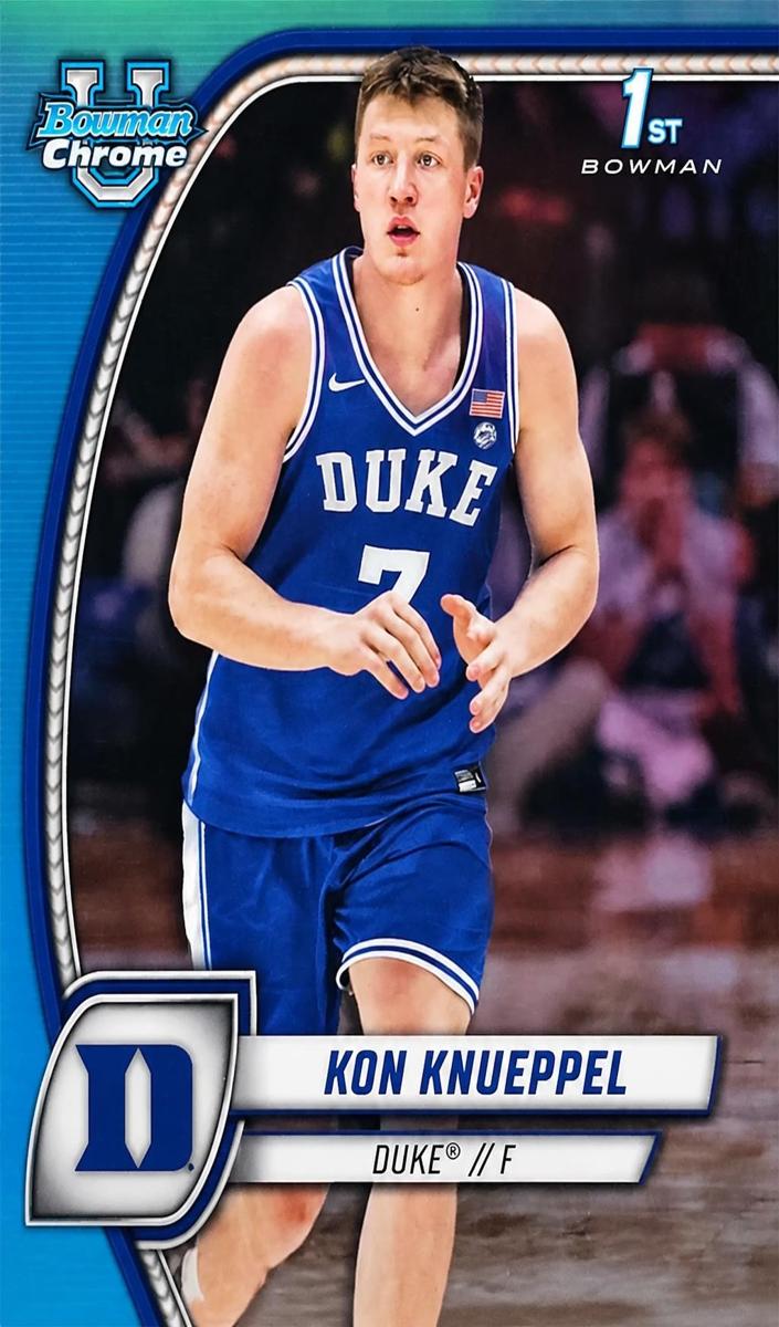 2024 Bowman Chrome University Basketball Sky Blue Refractor Kon Knueppel #48