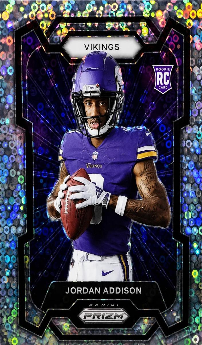 2023 Panini Prizm Football No Huddle Jordan Addison #308 PSA 8.5