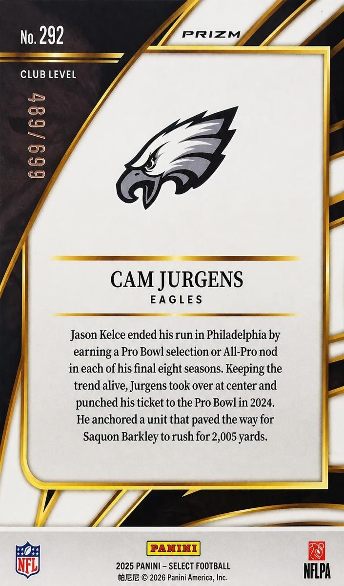 2025 Panini Select Football Copper Shock Cam Jurgens #292
