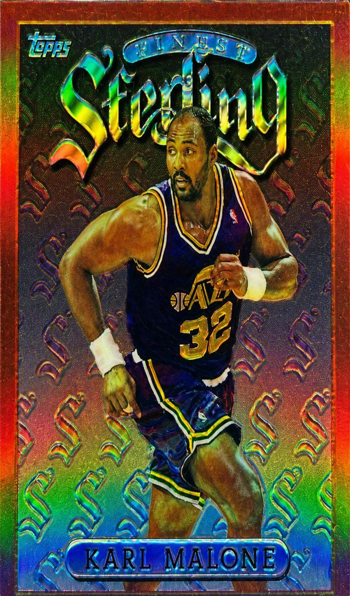 1996 Topps Finest Basketball Refractor Karl Malone #52 PSA 9
