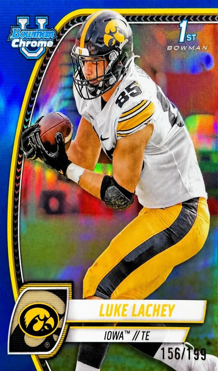 2024 Bowman Chrome University Football Blue Refractor Luke Lachey #122