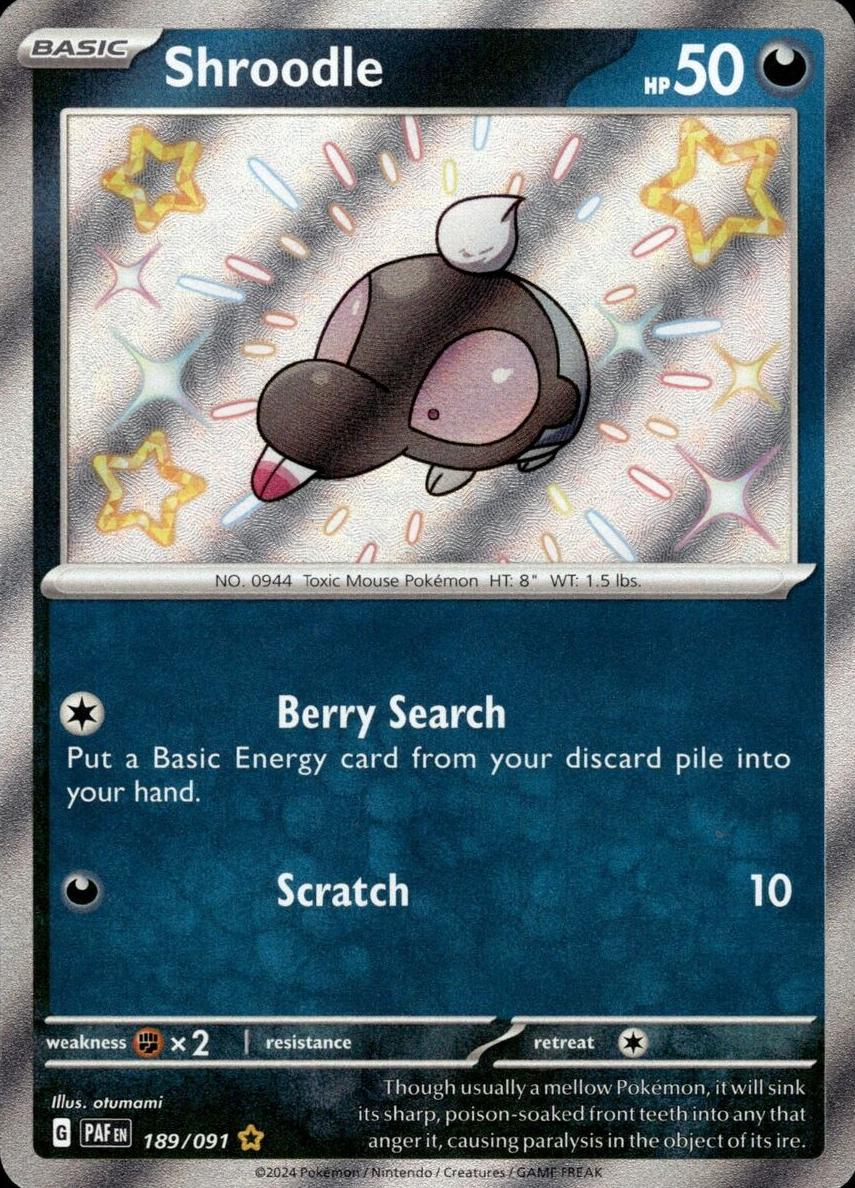 2024 Pokemon Scarlet & Violet Paldean Fates Shroodle #189 PSA 10