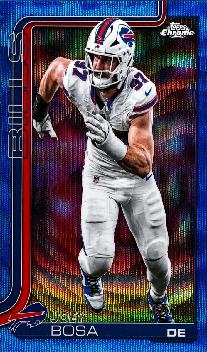 2025 Topps Chrome Football Blue Wave Refractor Joey Bosa #36