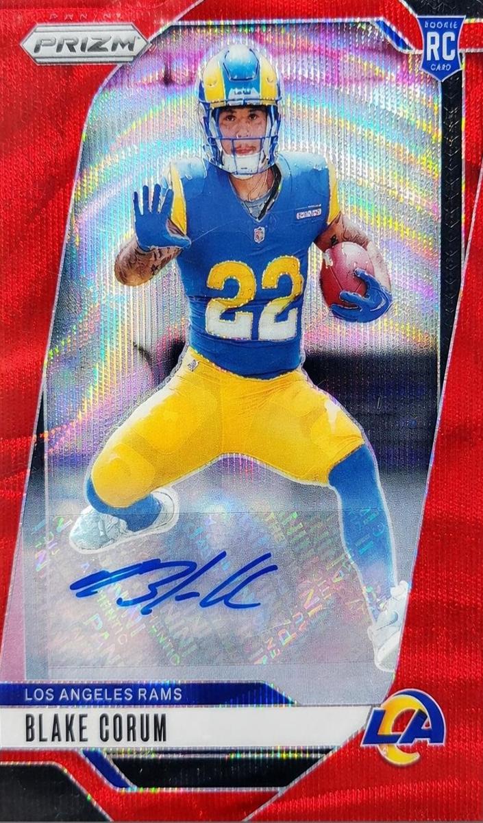 2024 Panini Prizm Football Red Wave Blake Corum #308 PSA 8