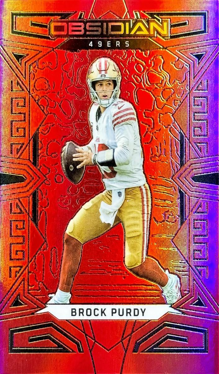 2023 Panini Obsidian Football Asia Electric Etch Red Flood Brock Purdy #85