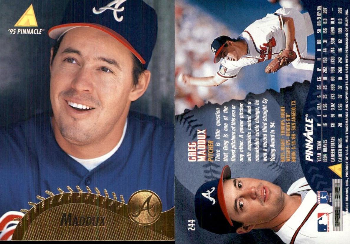1995 Pinnacle Baseball Greg Maddux #244