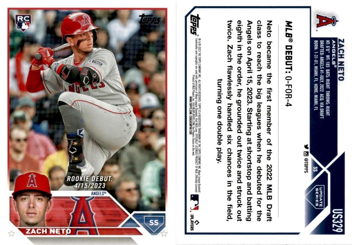2023 Topps Update Baseball Zach Neto #US329 PSA 9