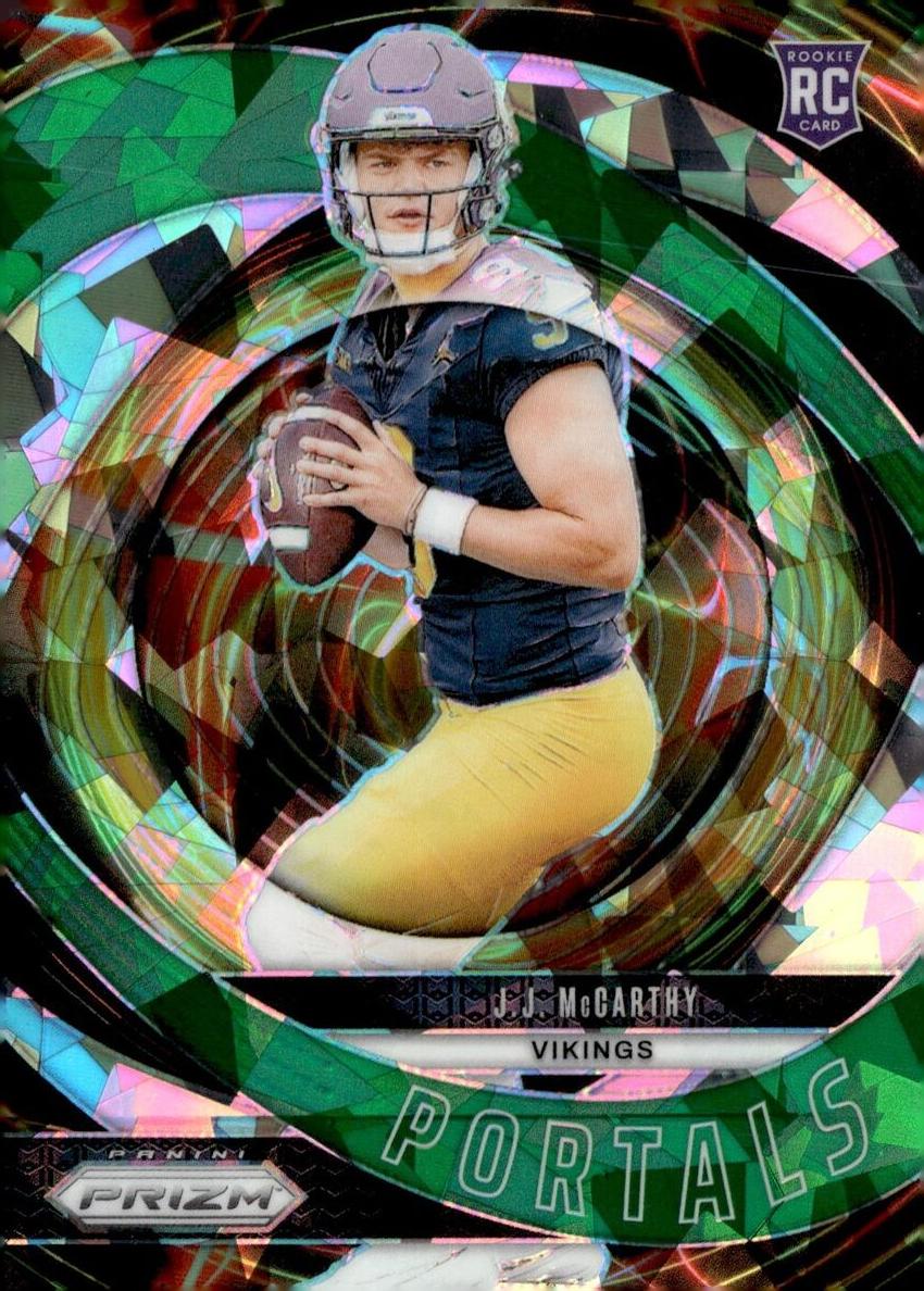 2024 Panini Prizm Football Green Ice J.J. McCarthy #8 PSA 9
