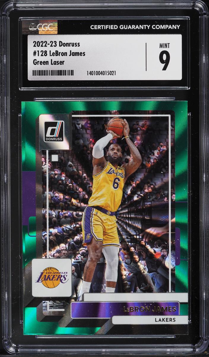 2022 Panini Donruss Basketball Holo Green Laser LeBron James #128 PSA 9
