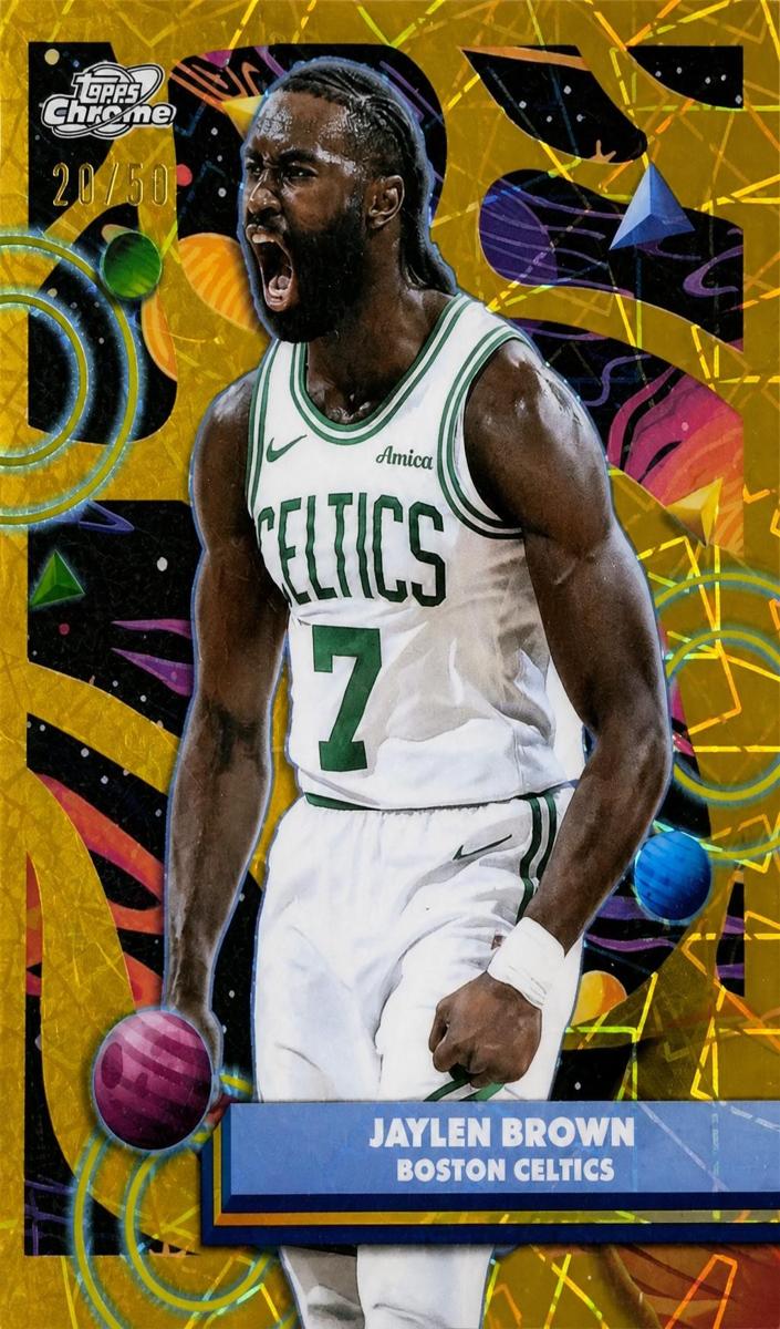 2025 Topps Cosmic Chrome Basketball Gold Interstellar Refractor Jaylen Brown #112 PSA 7