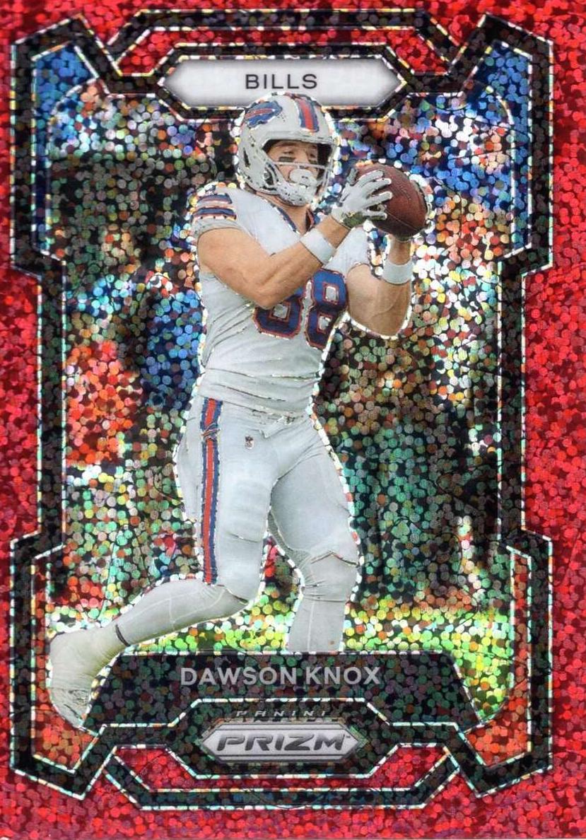 2023 Panini Prizm Football Red Sparkle Dawson Knox #28 PSA 10